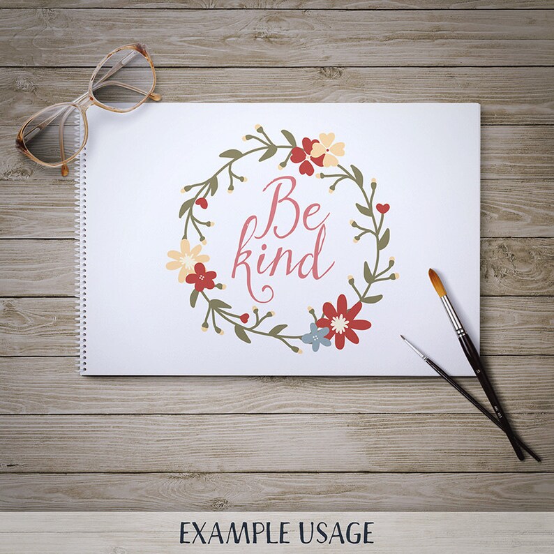 Hand Drawn Flower Clip Art Flower Wreaths and Laurels and a Etsy