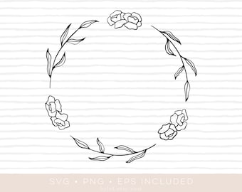 floral wreath leafs svg cutfile • eps and png also included • wreath clipart • silhouette and cricut compatible