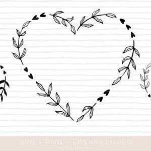 Herz Blumenkranz svg cutfile • eps und png auch enthalten • Lorbeerkranz Clipart • silhouette und cricut kompatibel