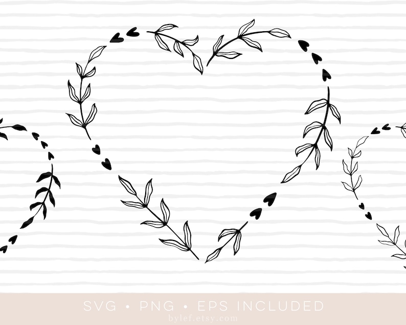 Herz Blumenkranz svg cutfile eps und png auch enthalten Lorbeerkranz Clipart silhouette und cricut kompatibel Bild 1