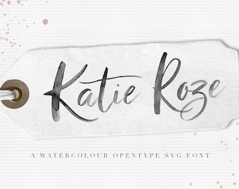 Watercolor Font Katie Roze - Opentype SVG Textured handpainted font. Elegant and feminine, perfect for weddings, logo's and other design