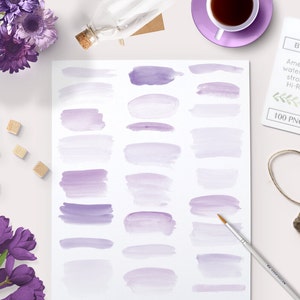 Watercolor clipart paint strokes in purple. Perfect Graphics for banners, photo overlays and scrapbooking. Watercolour clip art Hand Painted