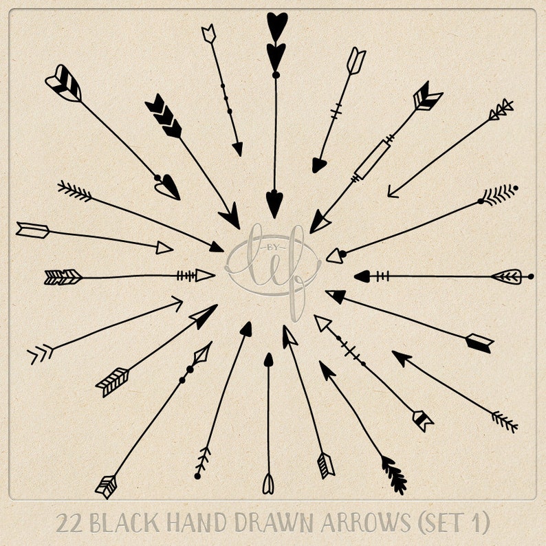Vector and Brushes Arrow Hand Drawn Clipart Pack. Etsy