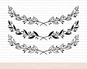 floral laurel svg cutfile • eps and png also included • laurel wreath clipart • silhouette and cricut compatible