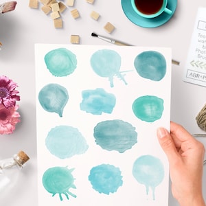 Watercolor Photoshop Brushes. ABR circles and splashes including drips. PS Brush pack for graphic design. Including PNG bonus pack. Clipart.