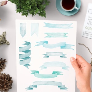 photoshop brushes, photoshop watercolor, photoshop ribbons, photoshop banners,  watercolor ribbons, watercolor clipart, photo overlays
