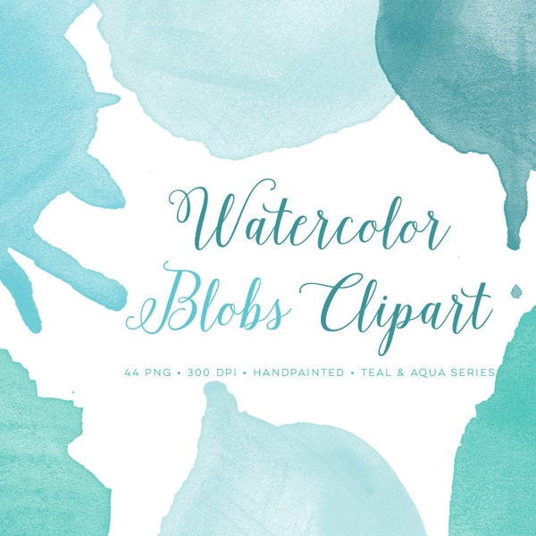 teal watercolor clipart, watercolor circle clipart, round watercolor clipart, watercolor logo clipart, watercolor blobs, watercolor circles