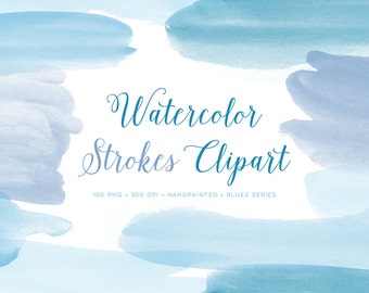 aquarel penseelstreken clipart, blauwe aquarel clipart, logo clipart, verf clipart, aquarel graphics, penseel illustraties, geschilderde clipart