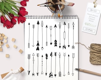 Hand drawn Arrows Clipart. Black Tribal arrow clip art for logo and graphic design, scrapbooking, making wall art or cards and other designs