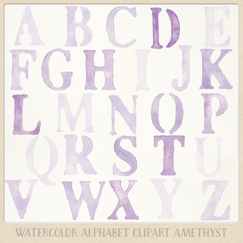 watercolor alphabet clipart, watercolour alphabet clip art, digital alphabet, letter clipart, purple letters clip art, scrapbooking letters image 5