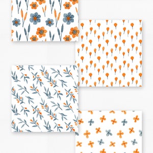 floral digital paper pack, repeating patterns, watercolor digital paper, watercolor flowers digital paper, digital paper flowers image 2