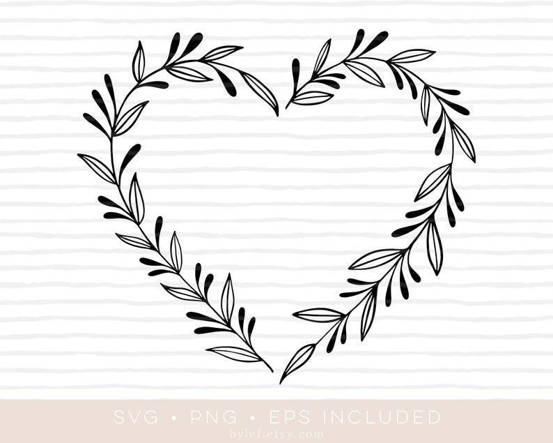 heart floral wreath svg cutfile 2 eps and png also included laurel wreath clipart silhouette and cricut compatible image 1