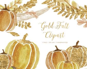 Fall clipart, fall graphics, autumn graphics, fall watercolor clipart, autumn watercolour graphics, autumn clipart, gold clipart.