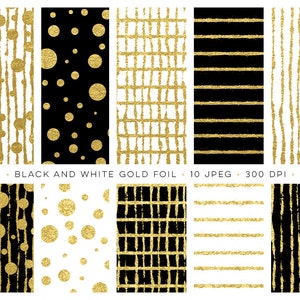foil digital paper, black white paper, gold digital paper, dots digital paper, stripes digital paper, geo digital paper, digital paper pack