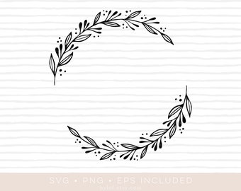 floral wreath svg cutfile • eps and png also included • wreath clipart • silhouette and cricut compatible