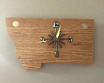 Montana Handmade State Vierteluhr mit eingelegten Vierteln. Holz nach Wahl. Personalisierbar