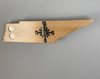 Tennessee Handmade State Quarter Holzuhr mit eingelegten Vierteln. Vollständig anpassbar