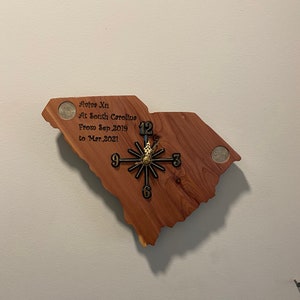 South Carolina State Quarter Clock. Handmade. clocks can be made of pine, red cedar, oak, cherry and black walnut wood.