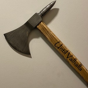 Hand Forged Damascus Steel Tomahawk Axe, Personalized Handle. Customizable. Choice of Wood for Handle