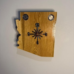 Arizona Handmade State Quarter Clock with Inlaid Quarters. Choice of Wood. Customizable