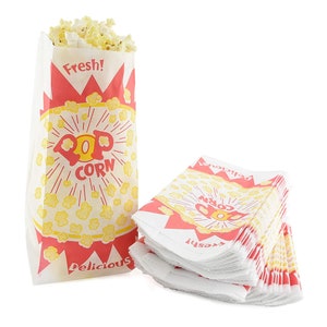 Parties 50 Individual Popcorn Bags Single Serving ~ Carnival Home Movie Night 