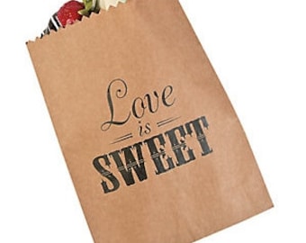 Bolsa de regalo "Love is Sweet", bolsa de papel, bolsa para barra de dulces de boda, bolsa para regalos de San Valentín, bolsa para pastel de boda, bolsa para dulces de boda, barra de dulces, día de San Valentín