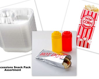 Concession Supplies - 36 each of Hot dog bag, nacho tray and popcorn bags for movie night, carnival, circus party, sporting event, picnics