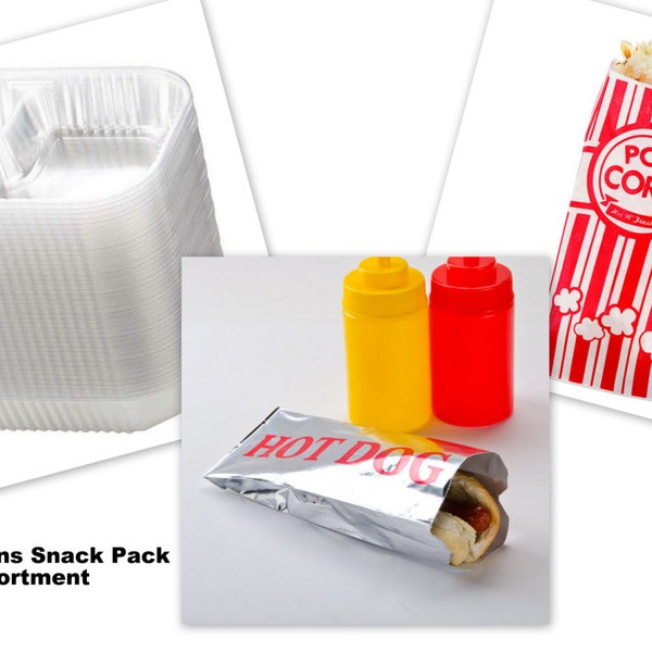 Concession Supplies - 36 each of Hot dog bag, nacho tray and popcorn bags for movie night, carnival, circus party, sporting event, picnics