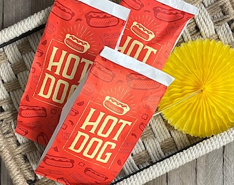 Hot dog foil bag, hot dog wrapper, movie night, carnival, circus party, sport event, baseball, football, concessions, cookouts, picnics