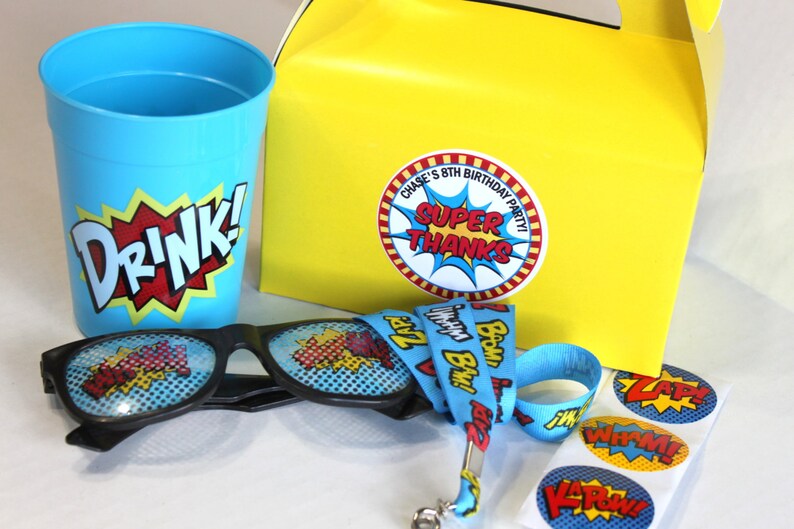 Superhero birthday party favor box super hero party super Etsy