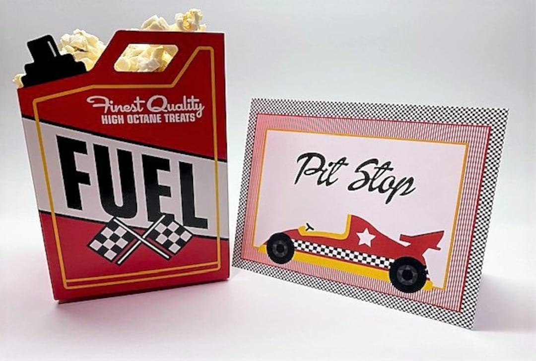 Race Car Party Favor Box, Popcorn Box, Race Car Party Decoration, Fuel
