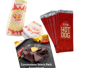 Concession Supplies - 12 each of Hot dog bag, nacho tray and popcorn bags for movie night, carnival, circus party, sporting event, picnics
