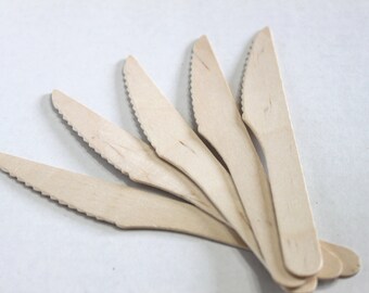 Cuchillos de madera, respetuoso del medio ambiente, de abedul madera, bodas, babyshower, despedida de soltera, fiesta de cumpleaños, cubiertos desechables