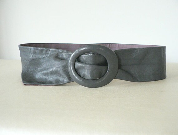 Women Gray Leather Cinch Belt