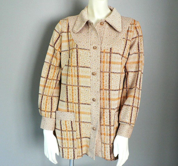 Women 1970s Pant Suit Poly Plaid