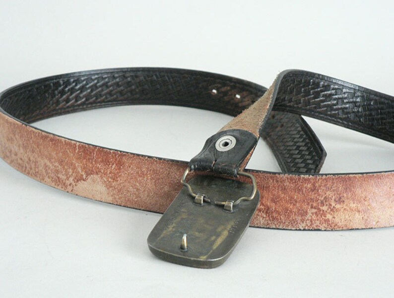 Mens Western Leather Belt Size 48 With Tractor Buckle Etsy