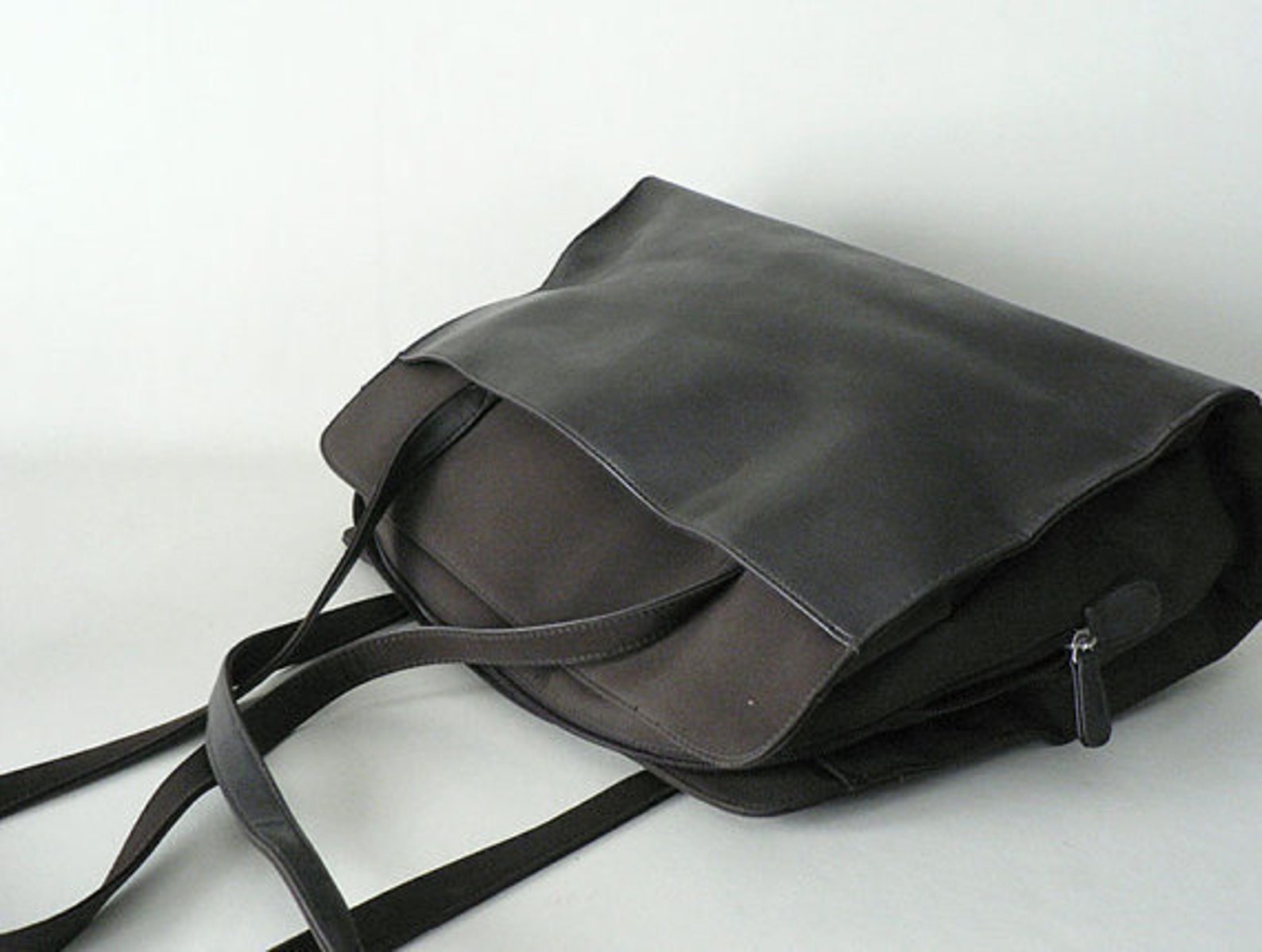 Large Brown Faux Leather Vegan Shoulder Bag Etsy