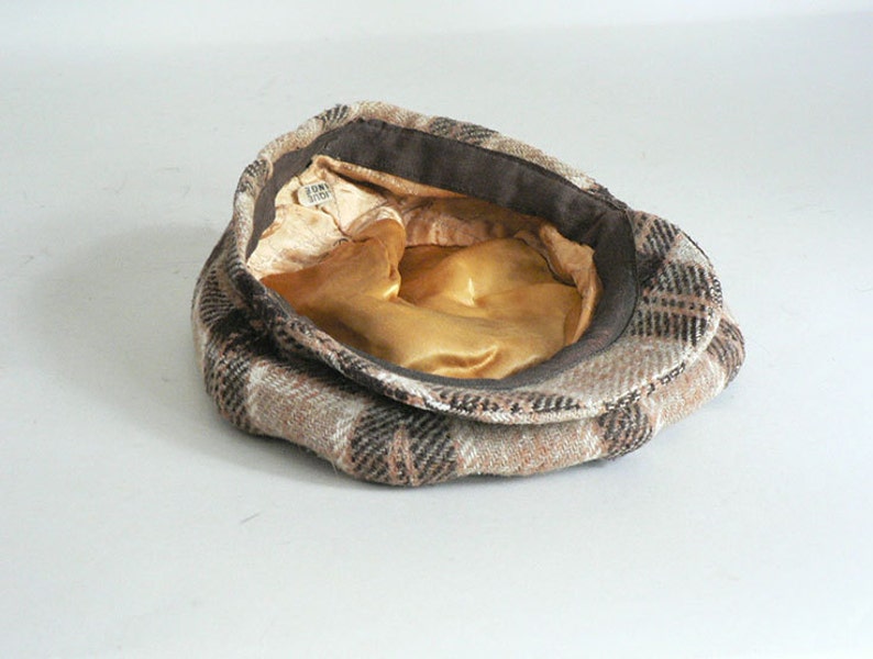 Mens Brown Plaid Wool Newsboy Cap Etsy