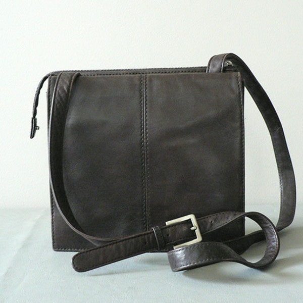Minimalist Organizer Brown Leather Shoulder Bag by Eddie Bauer