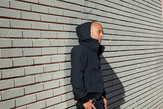WATERPROOF BOMBER Jacket/black Warm-up Jacket/ Bomber With Hood and Collar/  Pockets and Zipper/ Winter Bomber - Etsy