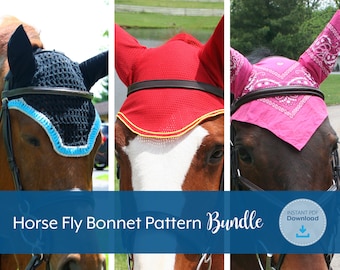 Horse Fly Bonnet Pattern BUNDLE, Sewing, Crochet, Instant Download