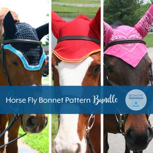 Horse Fly Bonnet Pattern BUNDLE, Sewing, Crochet, Instant Download