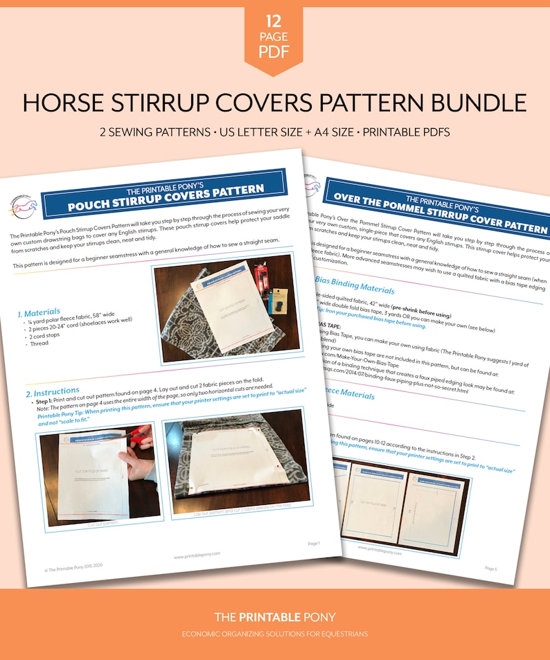 Horse Stirrup Cover Pattern BUNDLE, Sewing, Instant Download image 5