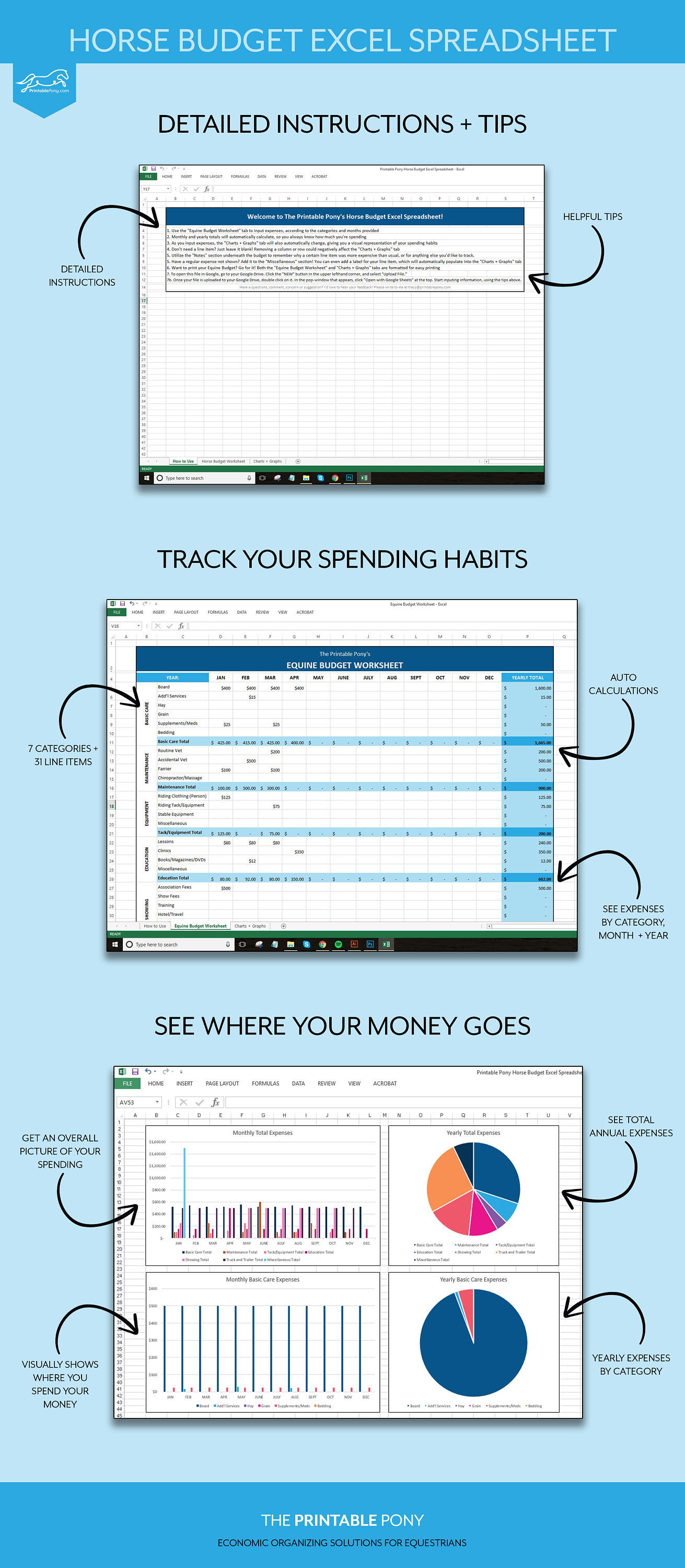 Horse Budget Excel Spreadsheet Etsy