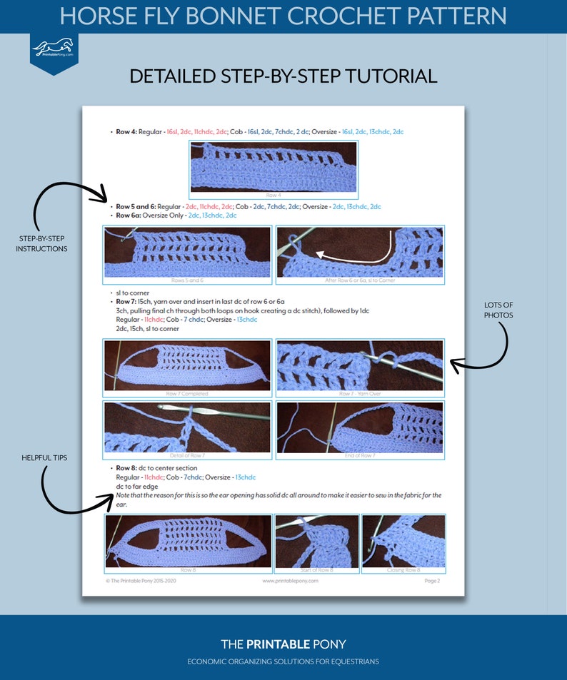 Horse Fly Bonnet Pattern, Crochet Pattern, Digital Download image 5