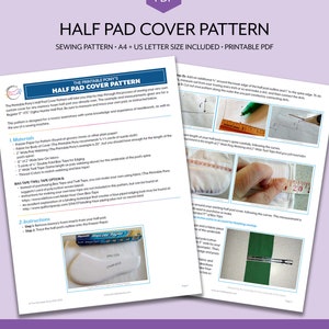 Half Pad Cover Pattern, Printable, Sewing image 4