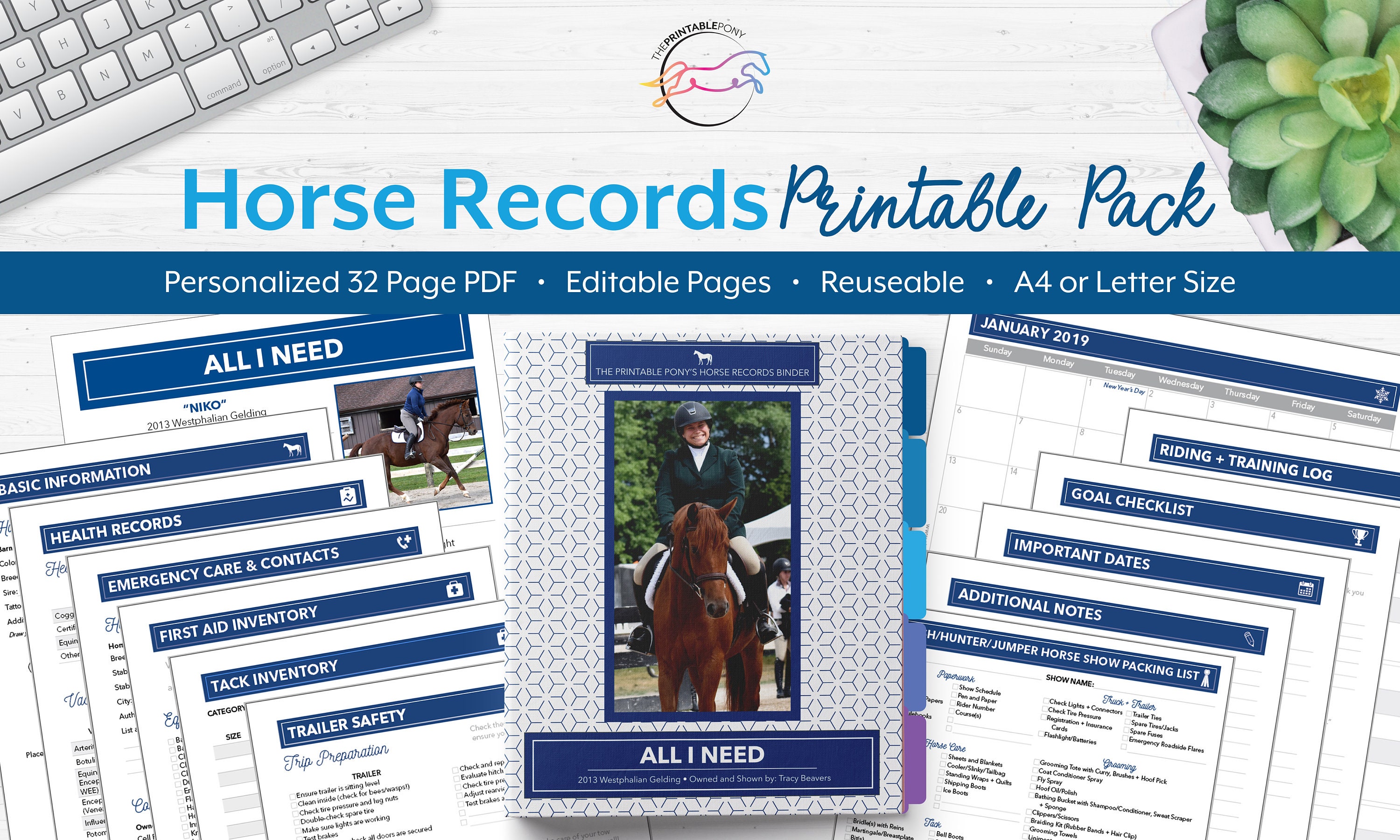 Horse Records Printable Pack Personalized Digital Download - Etsy