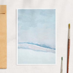 Carte de Noël illustrée avec illustration hivernale d'un paysage de neige peint | ensemble de cartes de Noël minimalistes | cartes de nouvel an