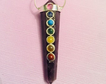 Amethyst necklace, Chakra pendant necklace, Chakra Stone pendant, Amethyst Chakra necklace, Healing Crystal pendant necklace
