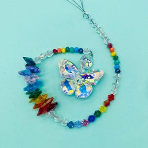 Rainbow crystal butterfly suncatcher, crystal butterfly suncatcher, chakra suncatcher, crystal butterfly suncatcher